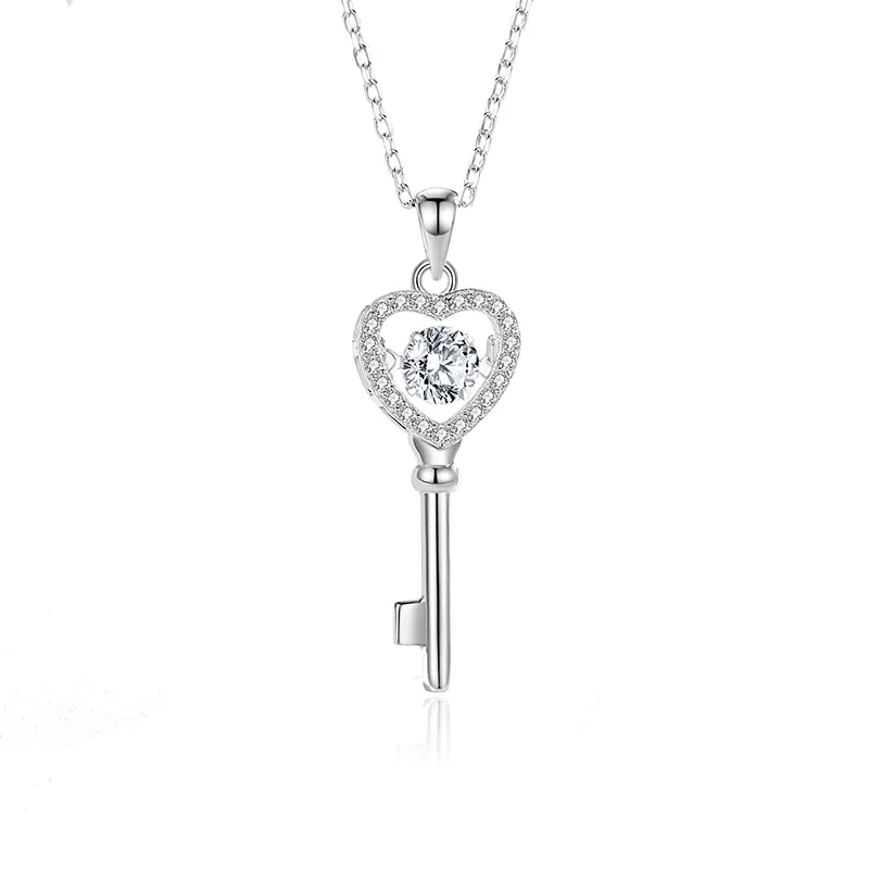 Collar llave corazón colgante de platino