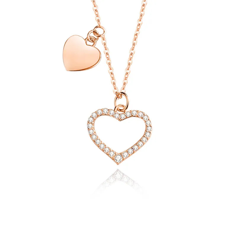 Collar corazón con marco plata rosa