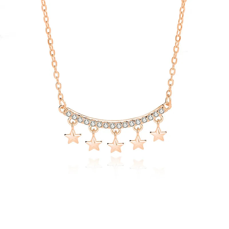 Collar estrellas plata rosa