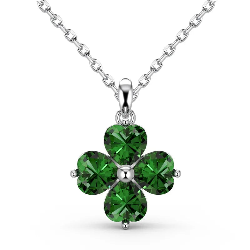Collar trébol verde platino