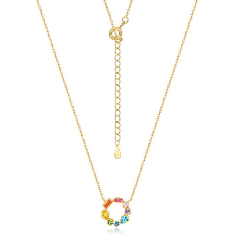 Collar roseta multicolor plata dorada