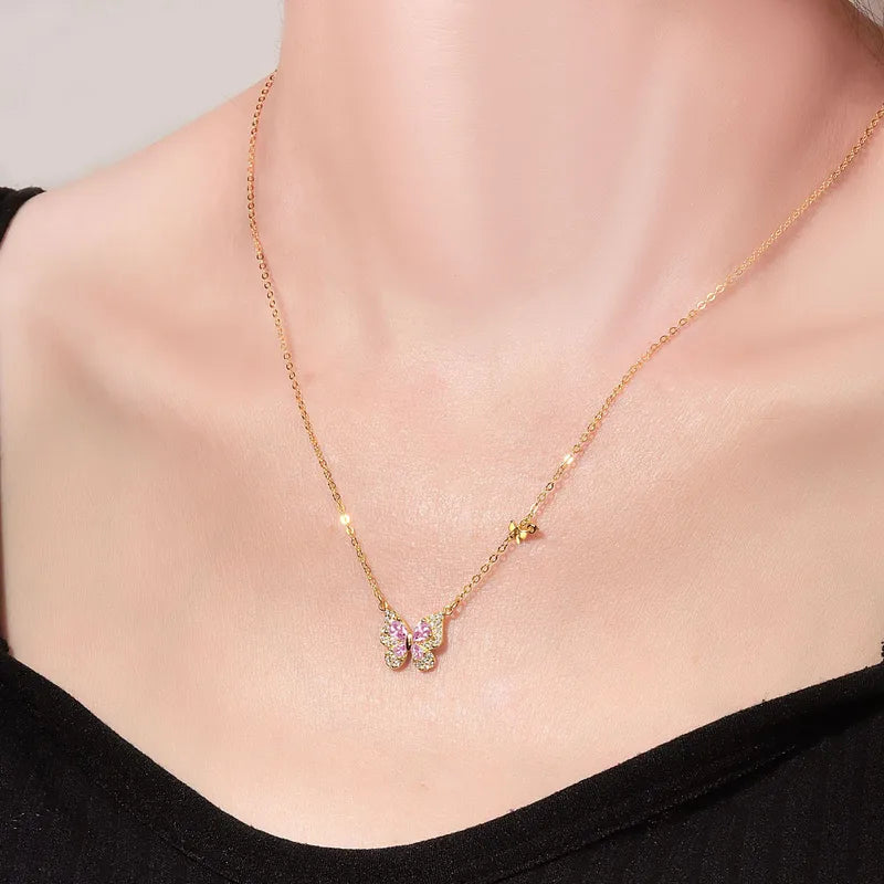 Collar mariposa plata dorada