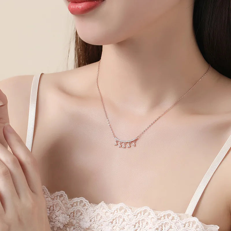 Collar estrellas plata rosa