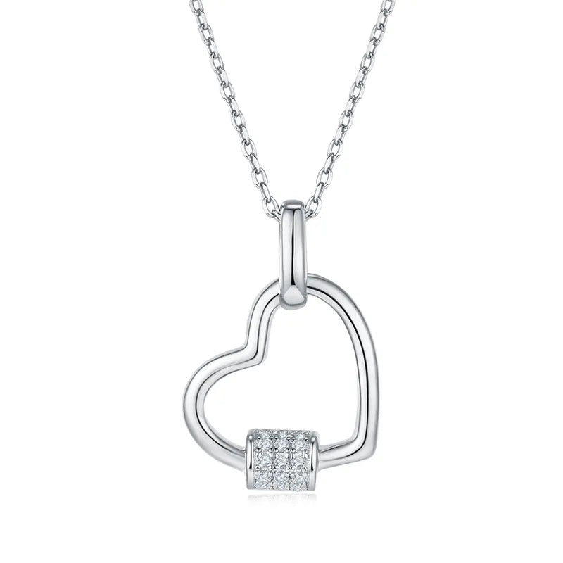 Collar de corazón morganita sintética platino