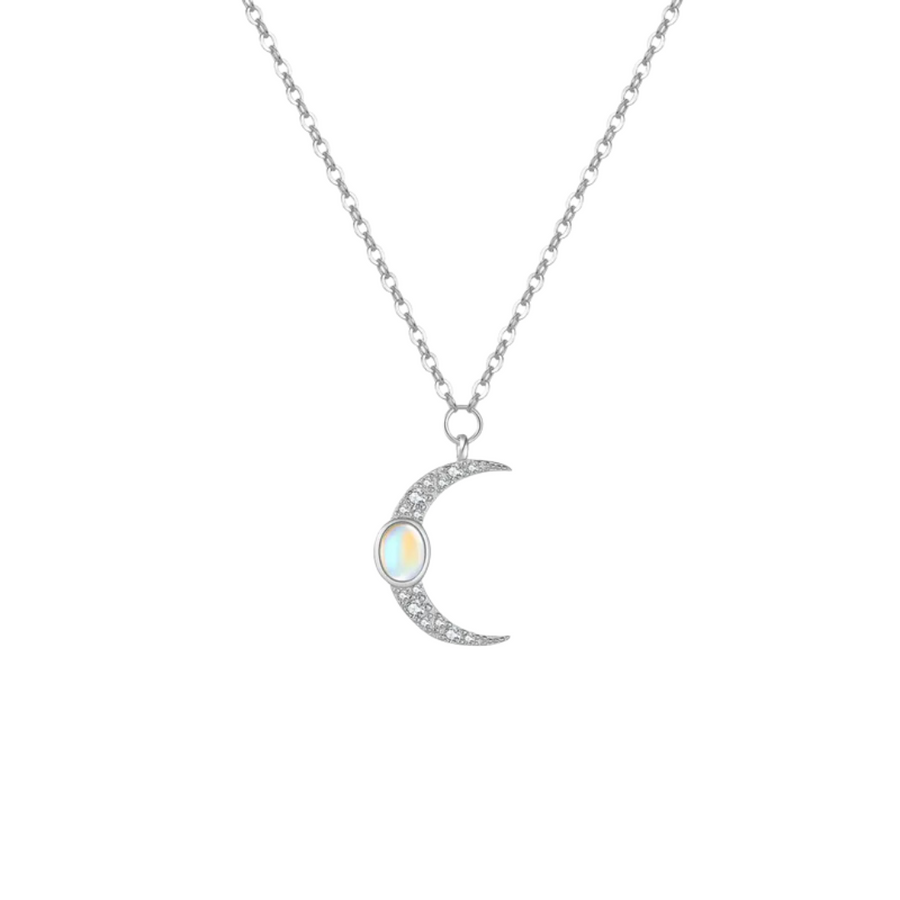 Collar con piedra lunar de platino