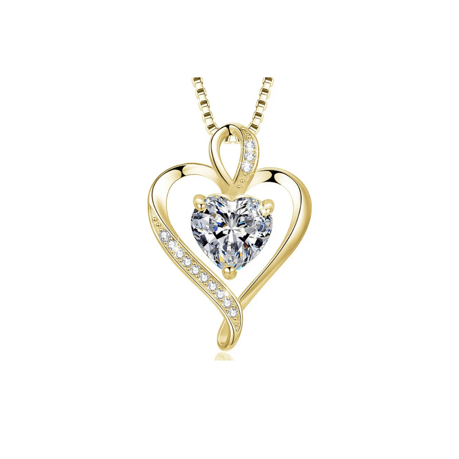 Collar elegante de corazón plata dorada