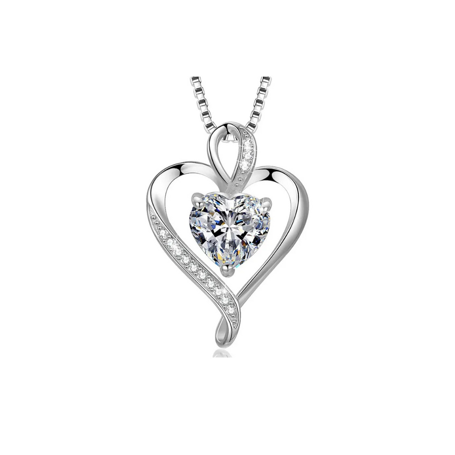 Collar elegante de corazón platino