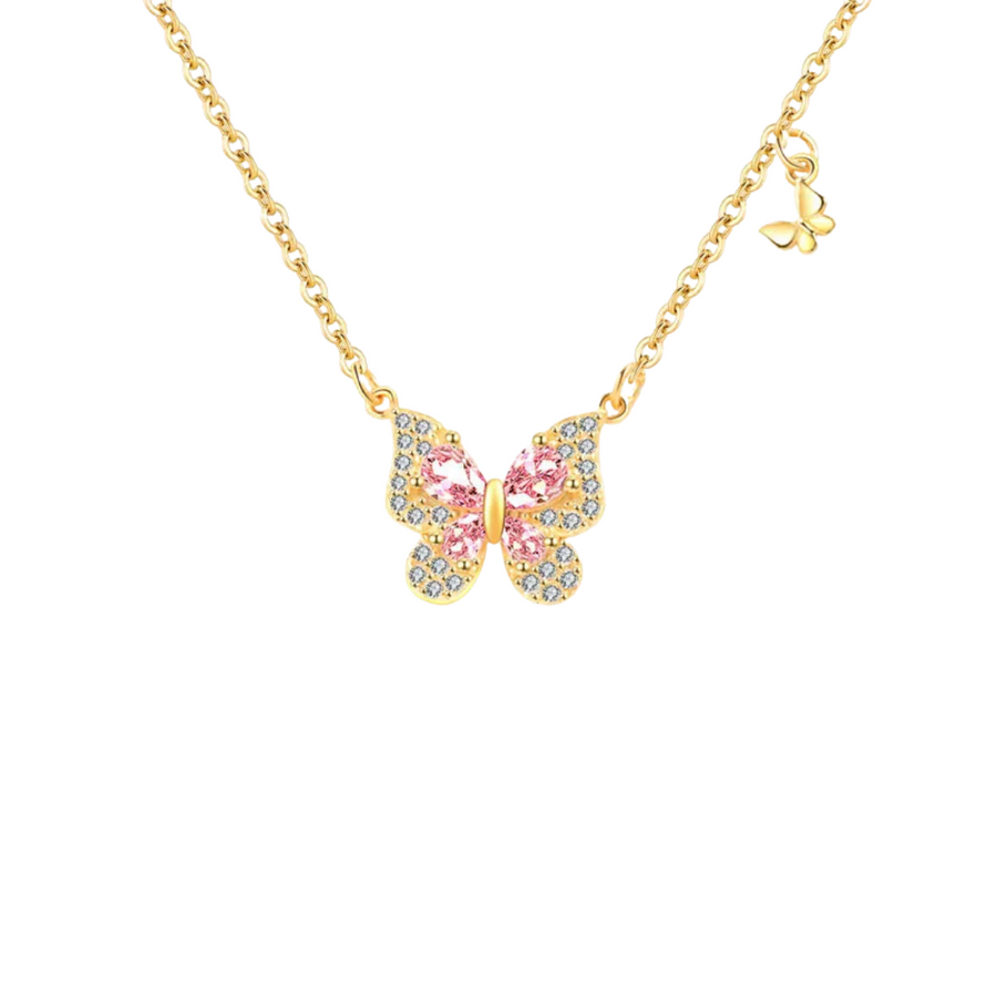 Collar mariposa plata dorada