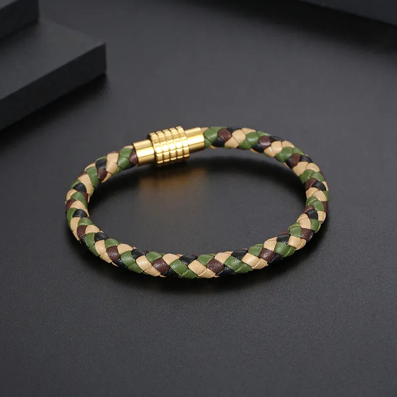 Pulsera de cuero  sintético color militar