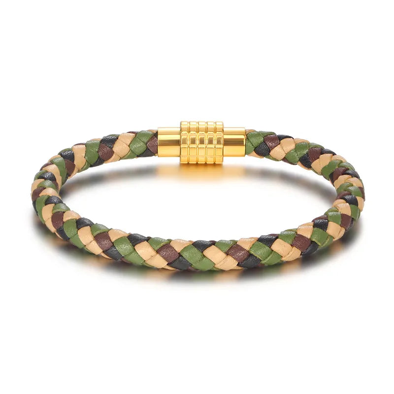 Pulsera de cuero  sintético color militar